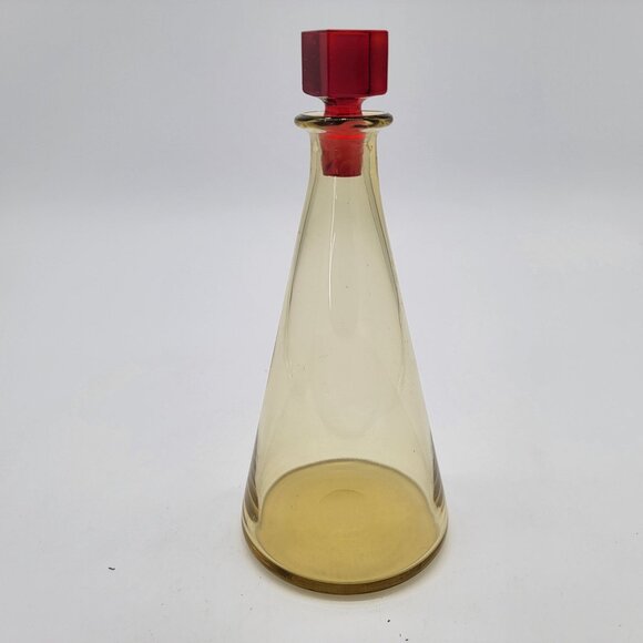 Mid Century Amberina Glass Decanter Set with Glasses - Picture 2 of 7